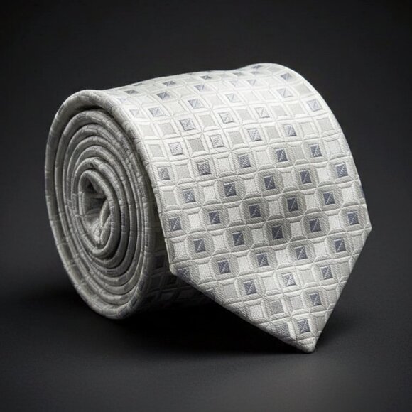 Ermenegildo Zegna Men’s Silk Tie Silver Luxury Designer Necktie Made in Italy - Picture 1 of 3